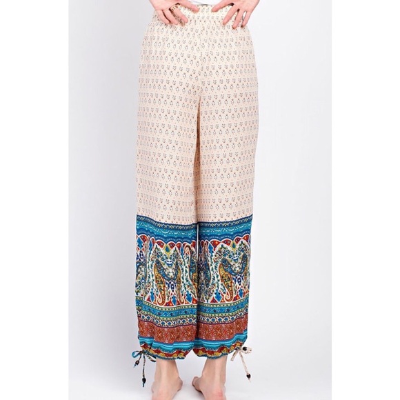 Boho Lightweight Waistband Printed Jogger Pants - Picture 3 of 5